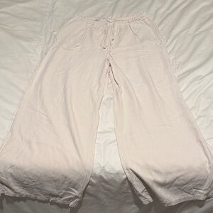 SHEIN Cream Wide Leg Linen Pants